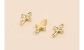 Stainless Steel: Cruz Acero 12*6mm con Brillos Oro / Cuentas Metálicas de Acero Inoxidable