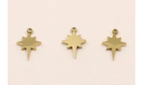 Cuenta Acero Brújula Acero 11*7mm Oro / Cuentas Metálicas de Acero Inoxidable