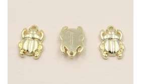 Colgante escarabajo plano 11*7*2mm Dorado / Cuentas Metálicas de Latón / Zamak