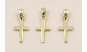 Colgante Cruz 20*8*1mm Dorado / Cuentas Metálicas de Latón / Zamak