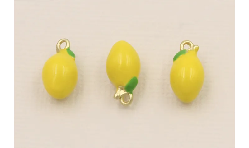 Colgante limón 11*6mm diametro amarillo / Cuentas Metálicas de Latón / Zamak