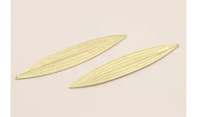 Cuenta Hoja Alargada 75*14mm Dorado Mate / Cuentas Metálicas de Latón / Zamak