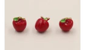 Colgante manzana 7*7mm diametro Roja y verde / Cuentas Metálicas de Latón / Zamak