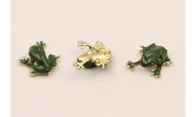 Cuenta Rana D.Mate 15*15mm esmaltada verde / Cuentas Metálicas de Latón / Zamak