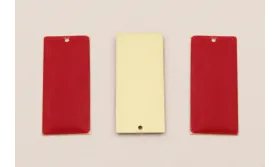 Cuenta Rectangulo 38*15 D.Mate Esmalte Rojo / Cuentas Metálicas de Latón / Zamak
