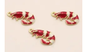 Colgante Gamba de Huelva 12*5mm Roja y Blanca / Cuentas Metálicas de Latón / Zamak