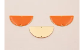 Semicirculo Esmaltado 31*16 Dorado Mate y Caldera / Cuentas Metálicas de Latón / Zamak