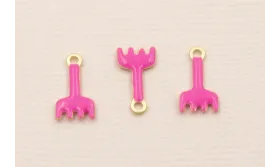 Colgante rastrillo 12*7mm Dorado Mate Fuxia / Cuentas Metálicas de Latón / Zamak