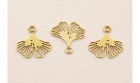Cuenta Hoja de Gingko 12*12 Acero Inoxidable Oro / Cuentas Metálicas de Acero Inoxidable