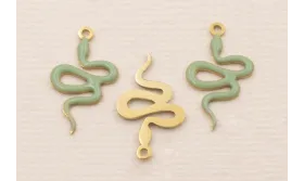 Colgante serpiente 18*10mm Esmalte Verde Turquesa / Cuentas Metálicas de Latón / Zamak