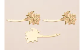 Pieza Ramo Flores Rosas 60*30 Oro Mate y Esmalte / Cuentas Metálicas de Latón / Zamak