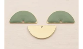 Cuenta Semicirculo Esmaltado 26*12mm Turquesa / Cuentas Metálicas de Latón / Zamak