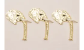 Cabeza Elefante 60*45mm Dorado Colmillo esmaltado / Cuentas Metálicas de Latón / Zamak
