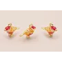 ColgantePájaro 15*17  Frambuesa, Naranja y verde / Cuentas Metálicas de Latón / Zamak