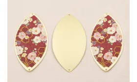 Ovalo 60*33 Oro Mate Estampado Rojo / Cuentas Metálicas de Latón / Zamak