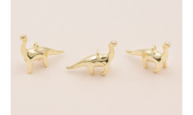 Cuenta Colgante Dinosaurio 13*13mm Oro / Cuentas Metálicas de Latón / Zamak
