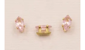 Cabujónn cristal  3*6mm color Rosa Opal / Cuentas Metálicas de Latón / Zamak