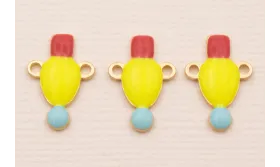 Colgante 15*10 Fluor, granate y Azul Dorado Mate / Cuentas Metálicas de Latón / Zamak