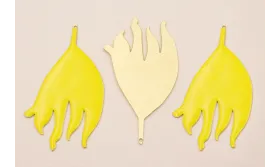 Flor esmaltada plana Amarilla 67*37mm Dorado Mate / Cuentas Metálicas de Latón / Zamak