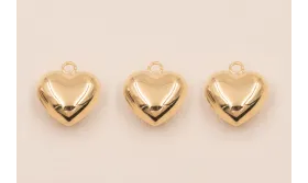 Colgante Corazón 20*18mm Oro / Cuentas Metálicas de Latón / Zamak