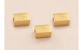 Tubo rectangular S.Steel 316L 7*3mm Dorado / Cuentas Metálicas de Acero Inoxidable