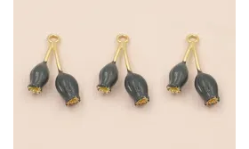 Colgante pareja de Tulipanes 25*13mm Color Gris / Cuentas Metálicas de Latón / Zamak