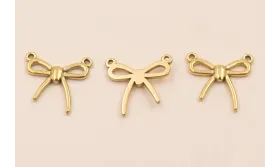 Colgante Lazo Acero Inox. 61*16mm Oro / Cuentas Metálicas de Acero Inoxidable