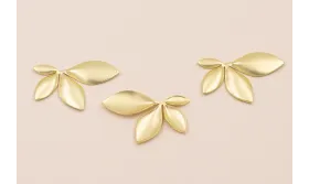 Raillete hojas de 35*30mm Oro Mate / Cuentas Metálicas de Latón / Zamak