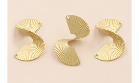 Pieza circular rizada de 35*26mm Oro Mate / Cuentas Metálicas de Latón / Zamak