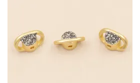 Entrepieza Planeta Brillante 8*5mm Oro Mate / Cuentas Metálicas de Latón / Zamak