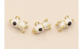 Colgante cohete 11*5mm Blanco y Negro / Cuentas Metálicas de Latón / Zamak