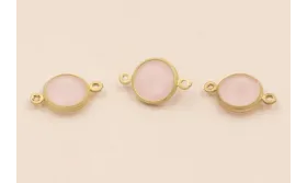Entrepieza de 14*9 con Cristal Rosa de 8mm O.Mate / Cuentas Metálicas de Latón / Zamak