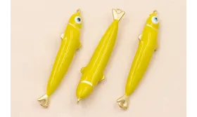 Entrepieza Pez esmaltado 32*5mm Amarillo Lima / Cuentas Metálicas de Latón / Zamak