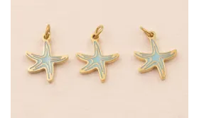 Colgante estrella Mar Acero 316L 9*9mm Color Azul / Cuentas Metálicas de Acero Inoxidable