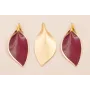 Cogante Hoja 56*26mm Oro Mate color Granate / Cuentas Metálicas de Latón / Zamak