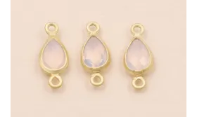 Entrepieza Lágrima 12*5mm Cristal Rosa Transp / Cuentas Metálicas de Latón / Zamak