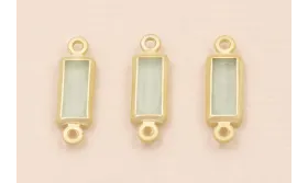 Entrepieza Rectangular 12*4mm Cristal verde / Cuentas Metálicas de Latón / Zamak