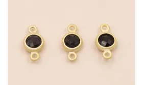 Entrepieza Cristal de 4mm Negro / Cuentas Metálicas de Latón / Zamak