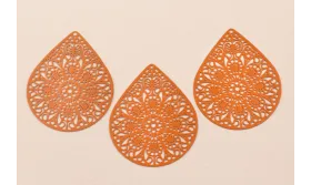 Lágrima rejilla 50*40mm Naranja / Cuentas Metálicas de Latón / Zamak