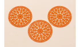 Disco Rejilla de 43mm Naranja / Cuentas Metálicas de Latón / Zamak