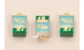 Colgante Caja Leche 10*6mm Azul y Verde / Cuentas Metálicas de Latón / Zamak