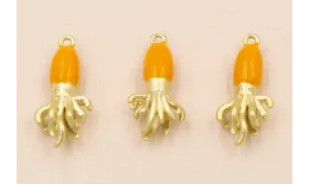 Pulpo Dorado Mate Cabeza Naranja 20*10mm / Cuentas Metálicas de Latón / Zamak