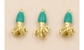 Pulpo Dorado Mate Cabeza Turquesa 20*10mm / Cuentas Metálicas de Latón / Zamak