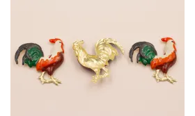 Colgante Gallina Esmaltada 45*45mm / Cuentas Metálicas de Latón / Zamak