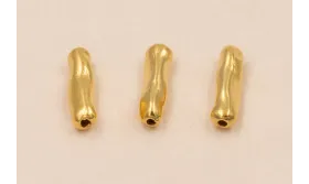 Palo de Coral 12*3mm Latón  Oro 3M - 18K / Cuentas Metálicas de Baño Oro 3 Micras 18K