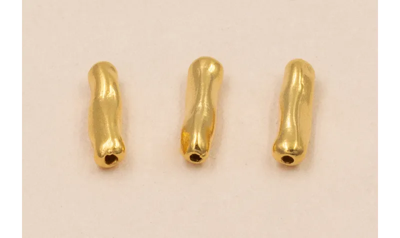 Palo de Coral 12*3mm Latón  Oro 3M - 18K / Cuentas Metálicas de Baño Oro 3 Micras 18K