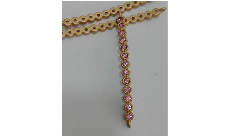 Listón microbrillos 40mm O.mate + Rosa / Cuentas Metálicas de Latón / Zamak