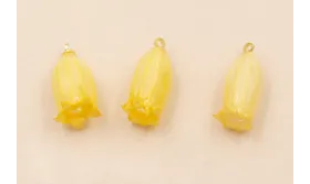 Flor Natural Campanilla con Resina 23*10 Amarilla /Cuentas de  Nacar 