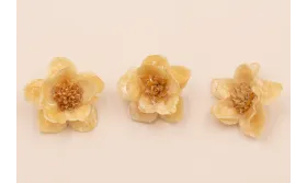 Flor Natural con Resina 30-35mm diam. Color Beige /Cuentas de  Nacar 