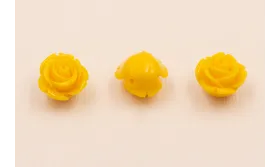 Flor Resina Coral Color Amarillo 12mm Diametro /Cuentas de  Plástico / Resina 